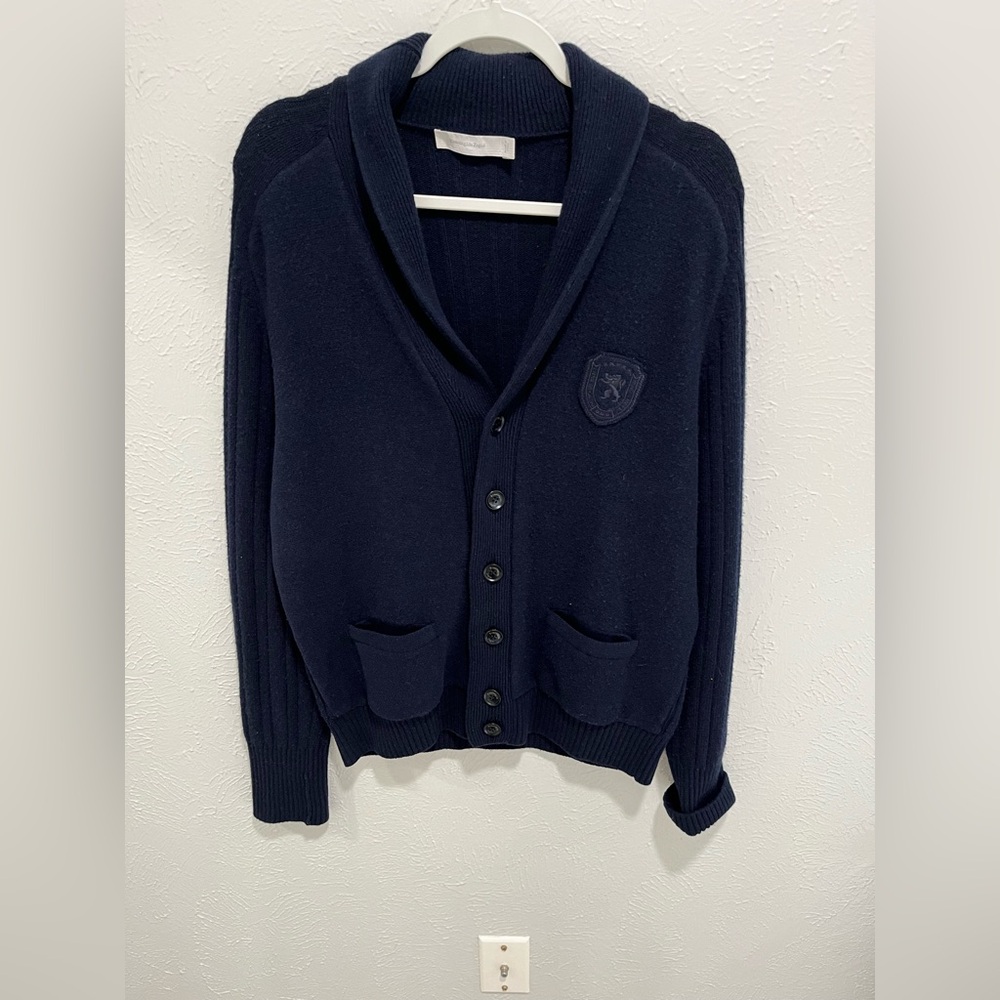 Ermenegildo Zegna Wool/Cashmere Men's Navy Shawl Collar Neck Cardigan Size Large